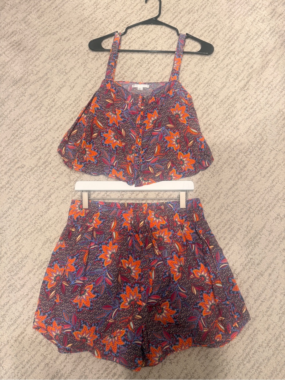 Travis Mathew Floral Two-Piece Tank and Shorts Set - Purple & Orange
